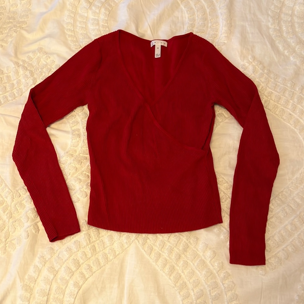 red wrap sweater